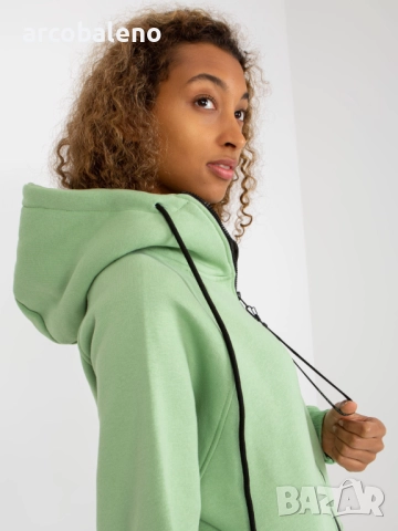 Дамски дълъг преходен суичър с цип и качулка, 3цвята , снимка 6 - Суичъри - 52934336