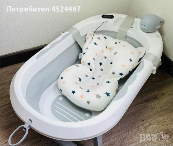 Сгъваема бебешка вана с термометър и възглавница, снимка 7 - За банята - 53817767