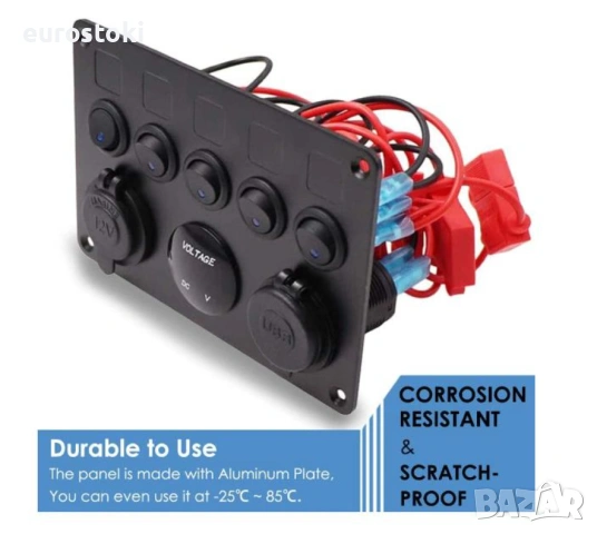 Панел за превключване с 5 бутона и волтметър, панел за вграждане с превключватели за кола, лодка, ях, снимка 5 - Аксесоари и консумативи - 53937511