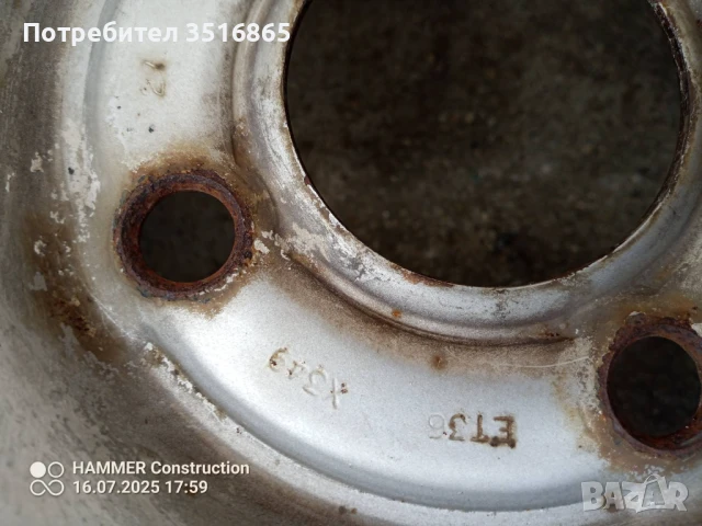 ОТ Рено Канго 97г.,  14 цола ЕТ36, снимка 2 - Гуми и джанти - 51044146