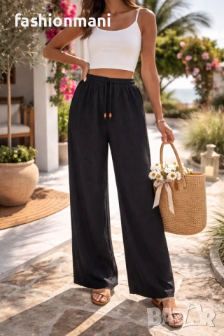 ДАМСКИ ПАНТАЛОНИ В ДВА ЦВЯТА БЯЛ И ЧЕРЕН - код 1282, снимка 2 - Панталони - 53667911