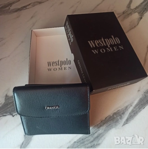 Луксозно дамско портмоне от естествена кожа, Ново!