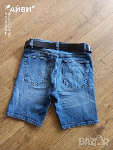 Маркови еластични къси дънки и жестока тениска ръст 164, снимка 7 - Детски къси панталони - 45420792