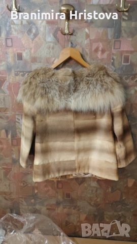 Vissoni – късо палто/яке от естествен косъм, произведено в Гърция, ефектна яка, снимка 4 - Якета - 53102015