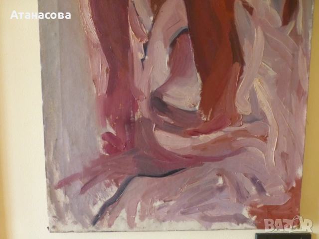 Авторска картина портрет на Млада жена масло платно от 80-те г, снимка 6 - Картини - 53760206