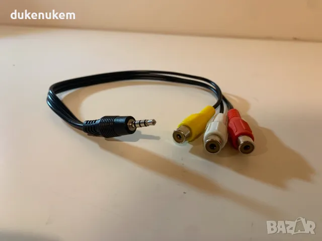 НОВ! 3.5mm AUX към 3 RCA AV Композитен кабел 20 см аудио видео AV Video, снимка 8 - Други - 47197132