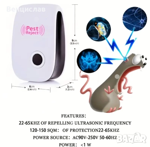 Устройство за прогонване на гризачи, хлебарки и други, снимка 4 - Други стоки за дома - 52075526