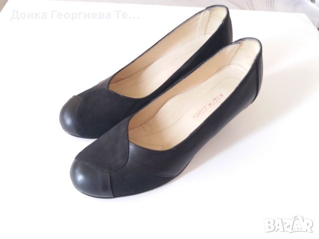Дамски обувки с нисък ток от естествена кожа, снимка 3 - Дамски обувки на ток - 45076446