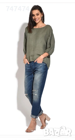 Ленена блуза ХЛ, снимка 3 - Корсети, бюстиета, топове - 53634576