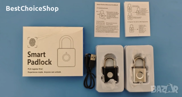 катинар с отпечатък (2 бр.) Ключалка без ключ с биометрия за багаж, чанти и кутии – Черно/Сребристо, снимка 2 - Други стоки за дома - 54093264