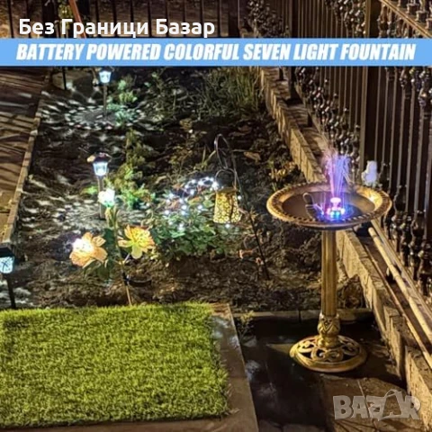 Нов Фонтан с LED светлини и дюзи – соларна градинска помпа за езерце, снимка 4 - Други стоки за дома - 51127698