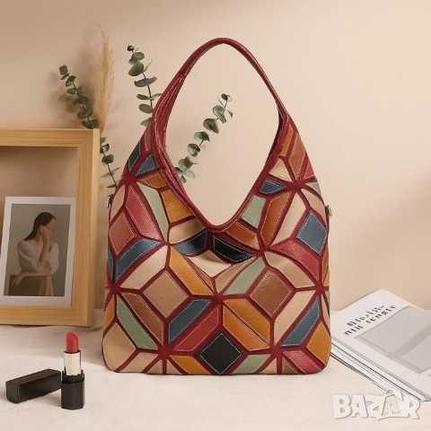 Дамска чанта с уникален пачуърк дизайн, снимка 5 - Чанти - 51883974