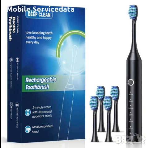 EvoDX електрическа акумулаторна четка за зъби с 4 накрайника – черен бял розов цвят