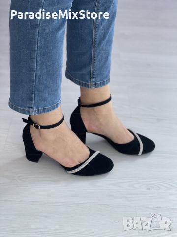 Елегантност с блясък: Изчистени дамски затворени сандали с ток и бляскав акцент Цветове: черен и бял, снимка 2 - Дамски елегантни обувки - 45496207