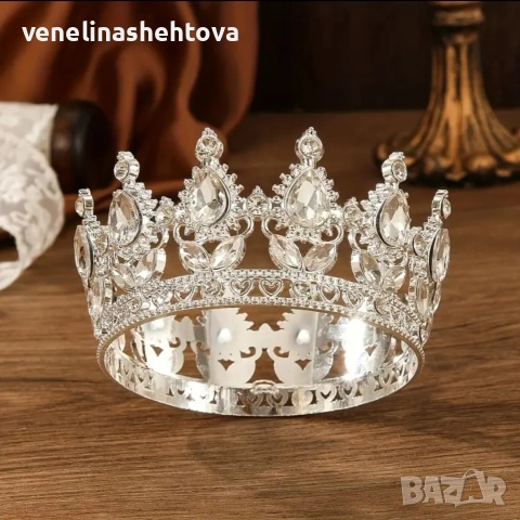Златиста корона тиара с цветни камъни за декорация на торта , снимка 8 - Други - 53126122