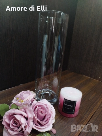 Висок стъклен цилиндър / Ваза – Тънко стъкло, Минималистичен стил