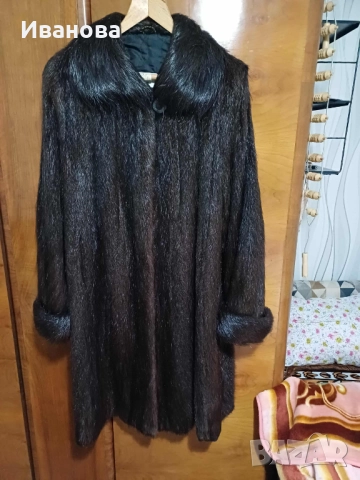 Дамско  дълго пълто. Естествен косъм, НУТРИЯ, снимка 2 - Палта, манта - 52582915