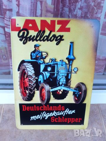 Метална табела трактор LANZ Bulldog Ланц Булдог тракторист, снимка 1 - Рекламни табели - 45083360