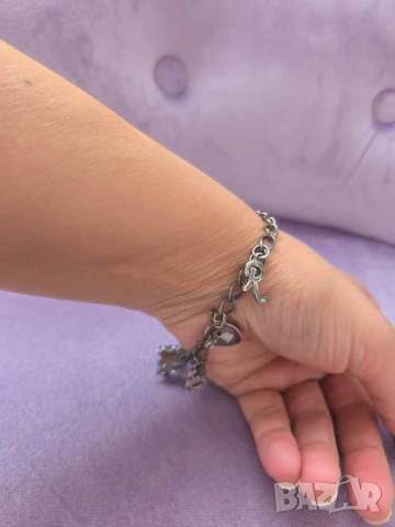 Антикварна сребърна гривна с талисмани , снимка 6 - Гривни - 51079231