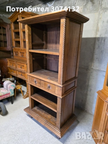 Библиотека в стил Рустик изработена изцяло от масив, снимка 2 - Секции и витрини - 54208210