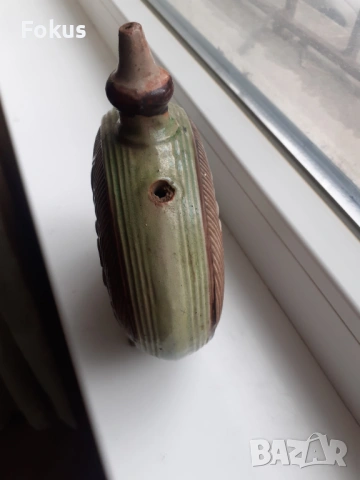 Стар български възрожденски павур керамика бъклица крондир, снимка 3 - Антикварни и старинни предмети - 54070470