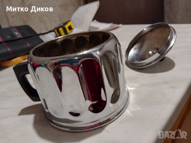 Захарница молокница метална СССР от соца с дръжки гравирана и втора МНЦ, снимка 13 - Антикварни и старинни предмети - 53499097