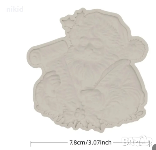 Дядо Коледа с писмо плитък силиконов молд форма фондан декор, снимка 2 - Форми - 52149929