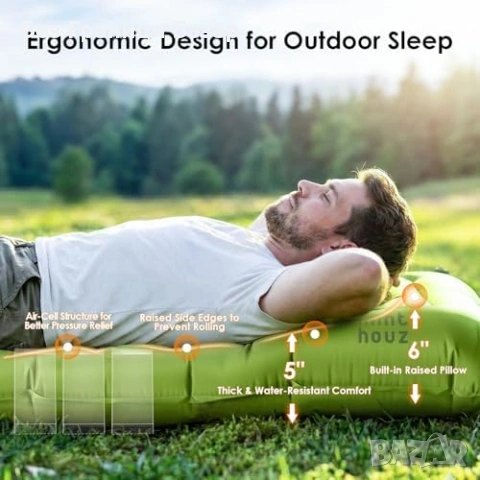 Нов Ултралек туристически матрак 1 кг водоустойчив с вградена помпа за туризъм къмпинг, снимка 3 - Матраци - 54093991