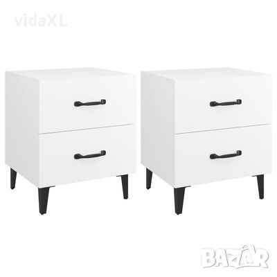 vidaXL Нощни шкафчета, 2 бр, бели, 40x35x47,5 см（SKU:811989, снимка 1 - Шкафове - 46295387