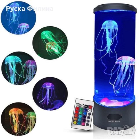 Настолна LED нощна лампа аквариум с медузи, снимка 4 - Настолни лампи - 45397107