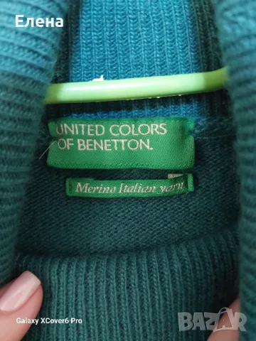 Пуловер Benetton. Merino Italian yarn. размер М.100% вълна.цветът е зелен., снимка 6 - Блузи с дълъг ръкав и пуловери - 47736855