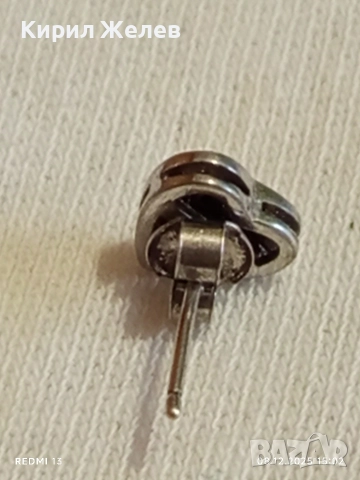 Сребърна обеца във формата на сърце с кристали 24490, снимка 6 - Обеци - 52691061