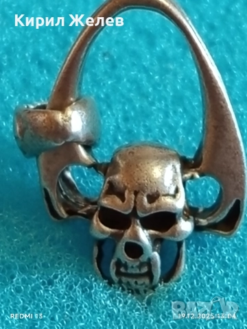 Рокерски сребърен медальон моторджийски ръчна изработка 39904, снимка 3 - Колиета, медальони, синджири - 52846914