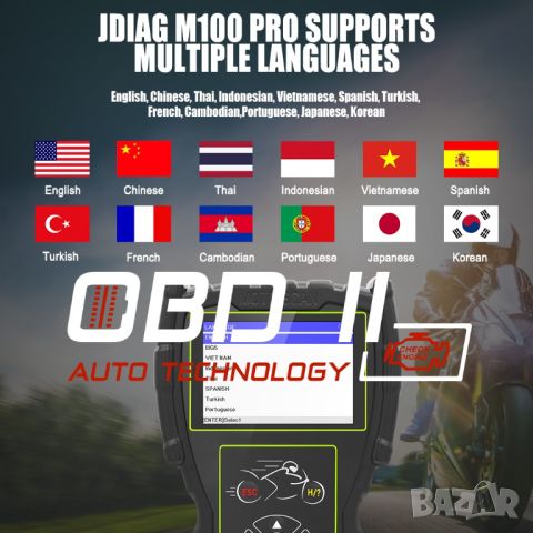 JDiag M100 Pro Full Set Диагностичен Инструмент за Мотоциклети и Коли, снимка 14 - Аксесоари и консумативи - 41037569