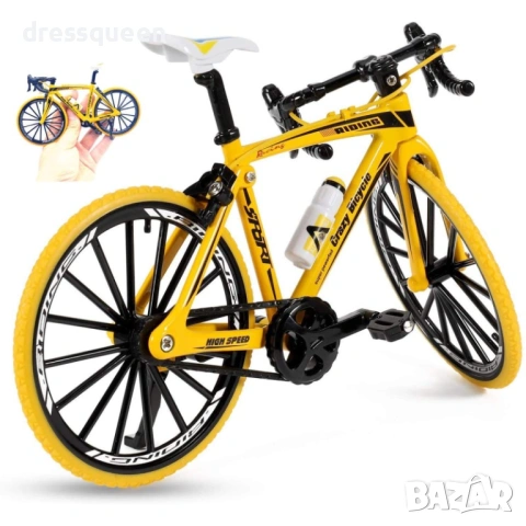 4748 Луксозен макет на състезателен велосипед 1:10 – Колекционерска метална серия (Жълт), снимка 7 - Коли, камиони, мотори, писти - 53810758