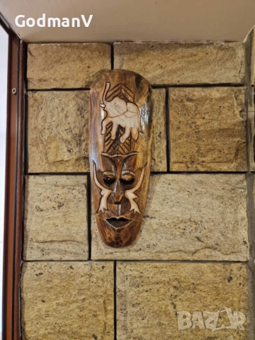 🌿 Комплект от 4 ръчно издялани дървени маски – Костенурка • Слон • Дъждовник  🌿, снимка 4 - Декорация за дома - 52638697