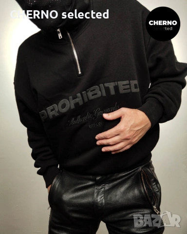 Мъжки суичър PROHIBITED Oversized Men’s Half-Zip Sweatshirt – размер L•XL – Нов без етикети, снимка 2 - Суичъри - 53840586