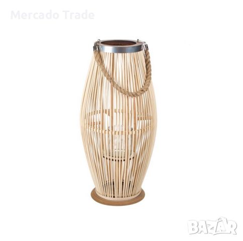 Декоративен фенер Mercado Trade, Цилиндър, С поставка за чаена свещ, Бежов