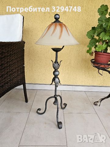 Ретро лампа, ковано желязо, градинска лампа, снимка 2 - Настолни лампи - 46060375
