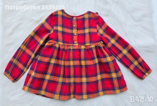 Детска карирана рокля 12-18 месеца, снимка 6 - Бебешки рокли - 52718068