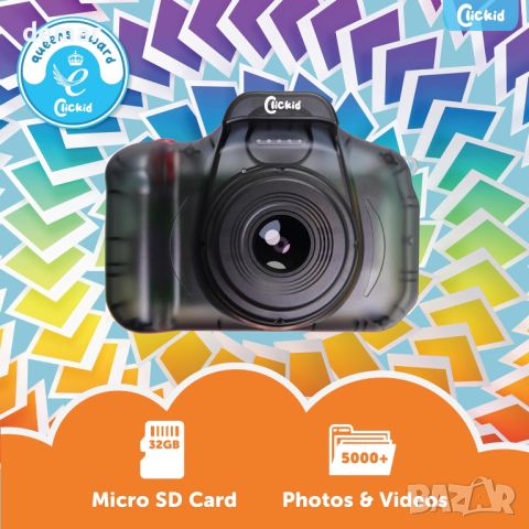 ClickKid CAM10 Детска цифрова камера, 8X увеличение 32GB micro SD карта, доп. батерия и калъф, снимка 2 - Камери - 46447464