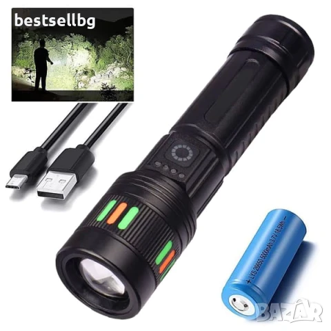 Мощен акумулаторен лазерен LED ръчен фенер лазерен диод прожектор USB зареждане риболов къмпинг лов, снимка 6 - Къмпинг осветление - 51204183