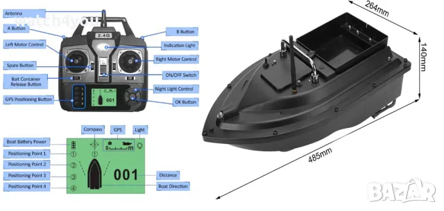 НОВА ЛОДКА ЗА ЗАХРАНКА С GPS.ЛОДКИ ЗА РИБОЛОВ.ФИДЕР ЛОДКА BAIT BOAT РИБАРСКИ И РИБОЛОВНИ ЛОДКИ, снимка 8 - Такъми - 48975053