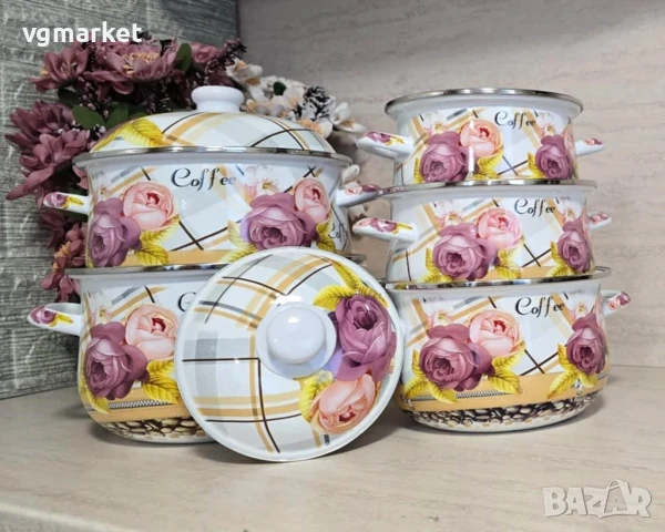 Комплект тенджери с декор 5 бр., снимка 2 - Съдове за готвене - 51124681