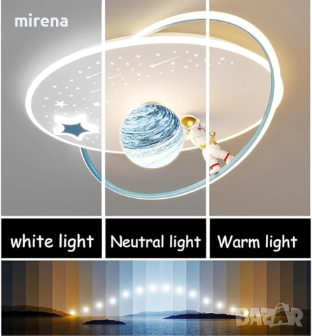 Лед LED Полилей Луна Астронавт Звезда Детска стая Дистанционно 213, снимка 4 - Лампи за таван - 51526768
