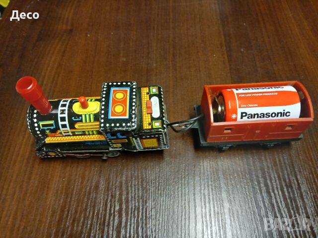 Стара Японска играчка локомотивче със вагон., снимка 2 - Колекции - 46322377