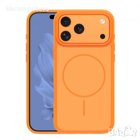 Кейс bSmart Frame Thin Magsafe, За iPhone 17 Pro Max (6.9), оранжев и Протектор