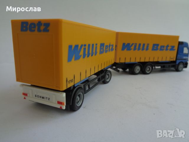 HERPA H0 1/87 MERCEDES ACTROS WILLI BETZ КАМИОН МОДЕЛ ТИР, снимка 6 - Колекции - 46567157