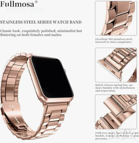 Fullmosa каишка за Apple Watch 42 mm/44 mm/45 mm + калъф за Apple Watch, неръждаема стомана, снимка 6 - Смарт гривни - 48934134