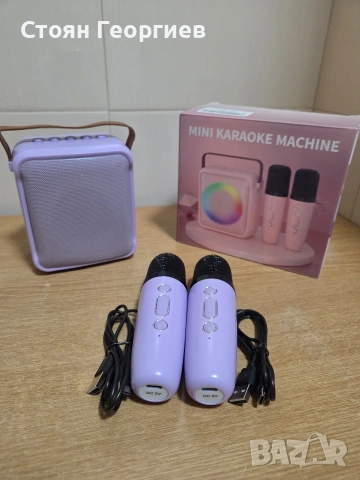 Чисто нова преносима мини караоке система (модел K12) с два безжични микрофона. , снимка 2 - Аудиосистеми - 54072712